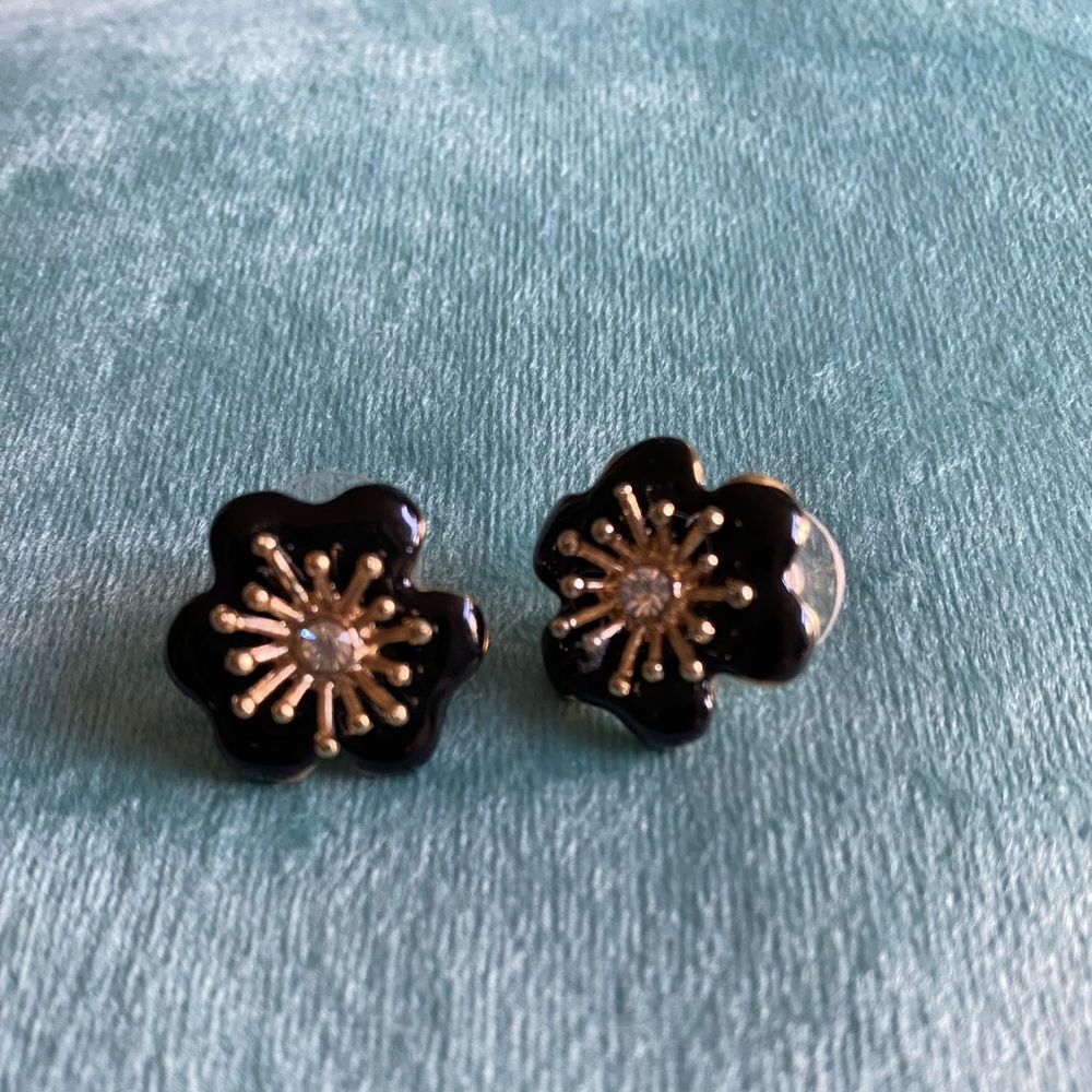 Kate Spade gold, black, and cz earrings